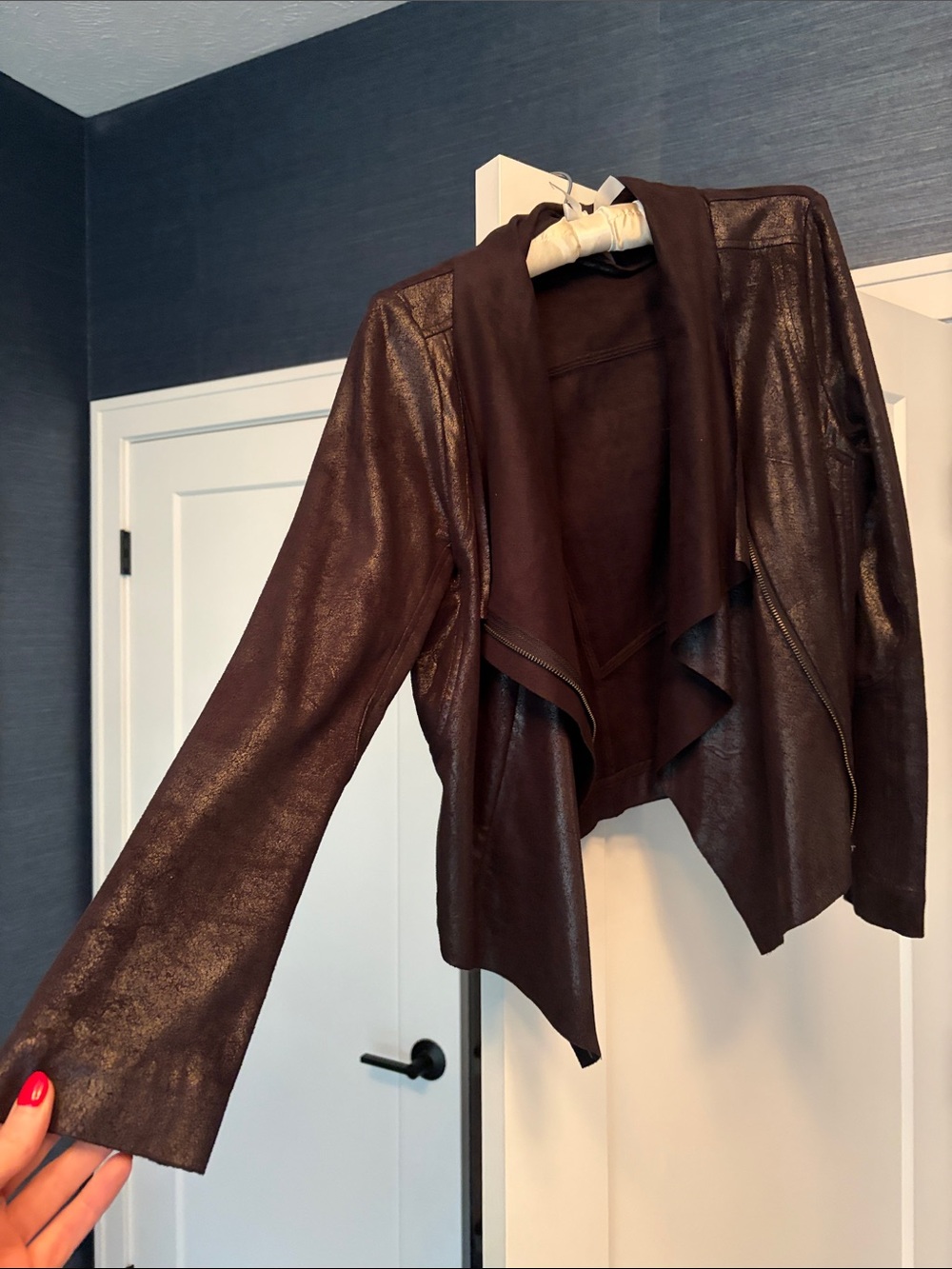 Gibson Latimer Women's Dark Brown Leather Drape Jacket